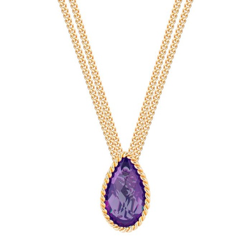 [FPEN.00080484] Double Chain Necklace on Pear Stone Pendant