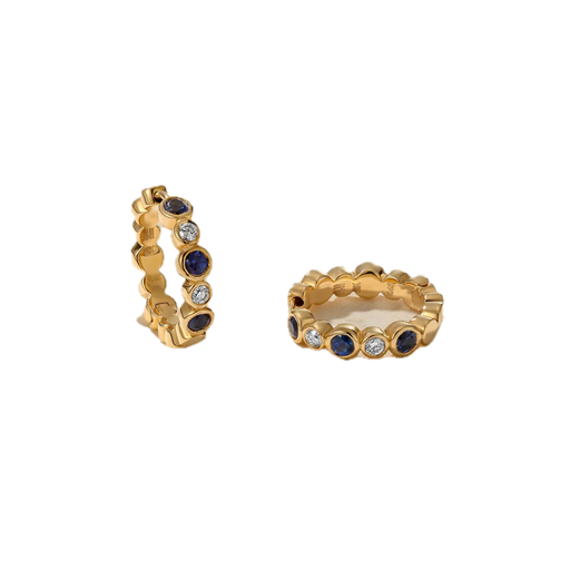 [GJER.00081029] Bubbly Sapphire and Diamond Mini Hoop Earrings