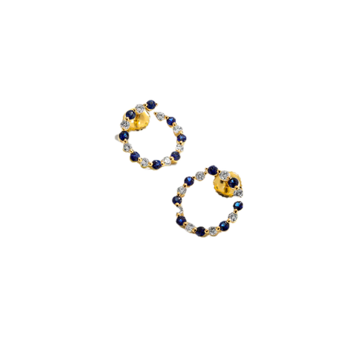 [GJER.00081030] Petite Sphere of Life Sapphire and Diamond Hoop Earrings