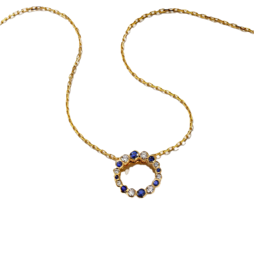 [GJNK.00081041] Bubbly Continuity Sapphire and Diamond Pendant