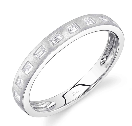 BRUSHED METAL DIAMOND BAGUETTE BAND