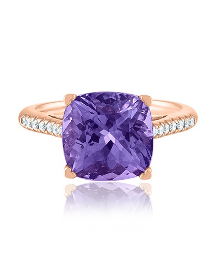 [GJRG.00081228] Amethys Cushion Ring with Diamonds