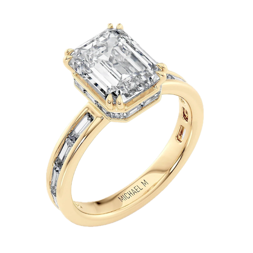 [ENGR.00081317] Montage Emerald Mounting with Baguette Shank