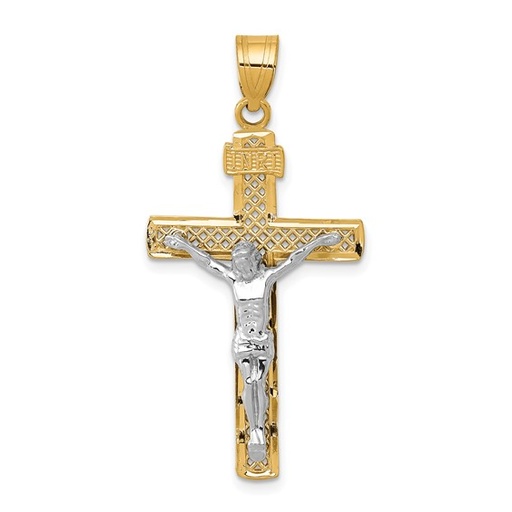 [GPND.00081531] Two-tone Diamond-cut Lattice Cross with Crucifix Pendant