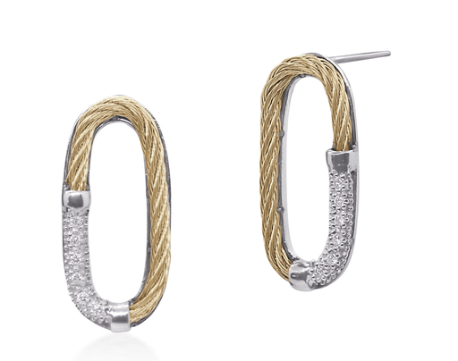 [DERR.00082138] Cable Paperclip Earrings with 18kt Gold & Diamonds