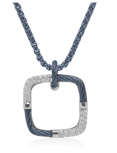 [DNCK.00082144] Open Square Necklace with 14kt Gold & Diamonds