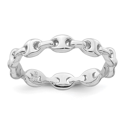 [FRNG.00082259] Sterling Silver Rhodium-plated Polished Mariner Link