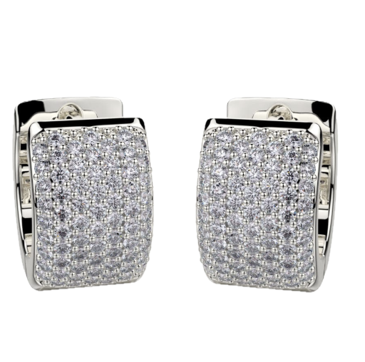 [DERR.00082702] Wide Huggie Diamond Hoop Earrings