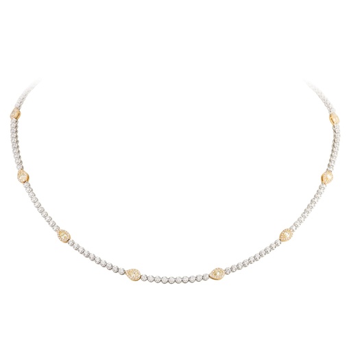 [DNCK.00083646] Yellow Pear Diamonds on a Tennis Necklace
