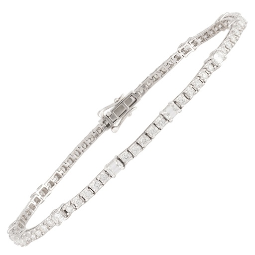 [DBRC.00083654] Emerald and Round Diamond Tennis Bracelet