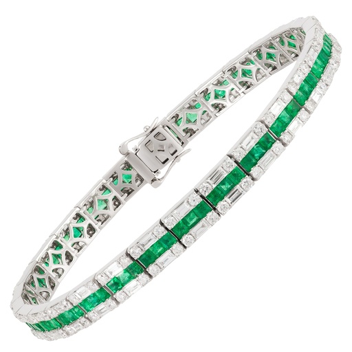 [GJBR.00083664] Emerald and Diamond Eternity Bracelet