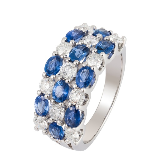 [GJRG.00083666] Oval Sapphire and Round Diamond Ring